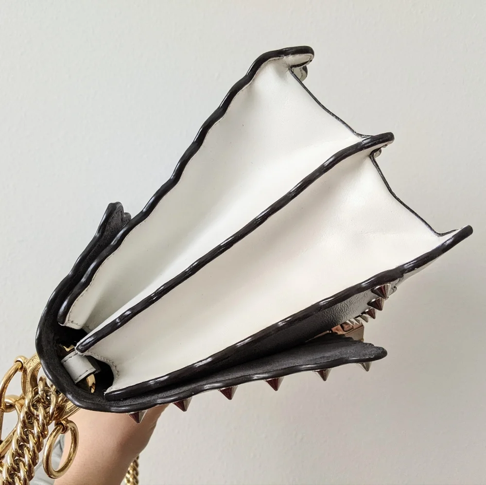 Fendi Kan I Bag Embroidered Studded Leather Bag
